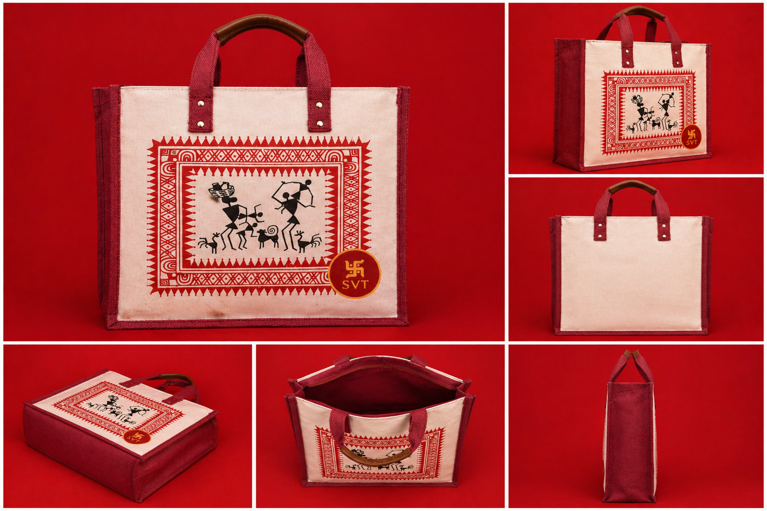 Canvas Jute Tribal Painting Bag – Sambalpuri - Image 2